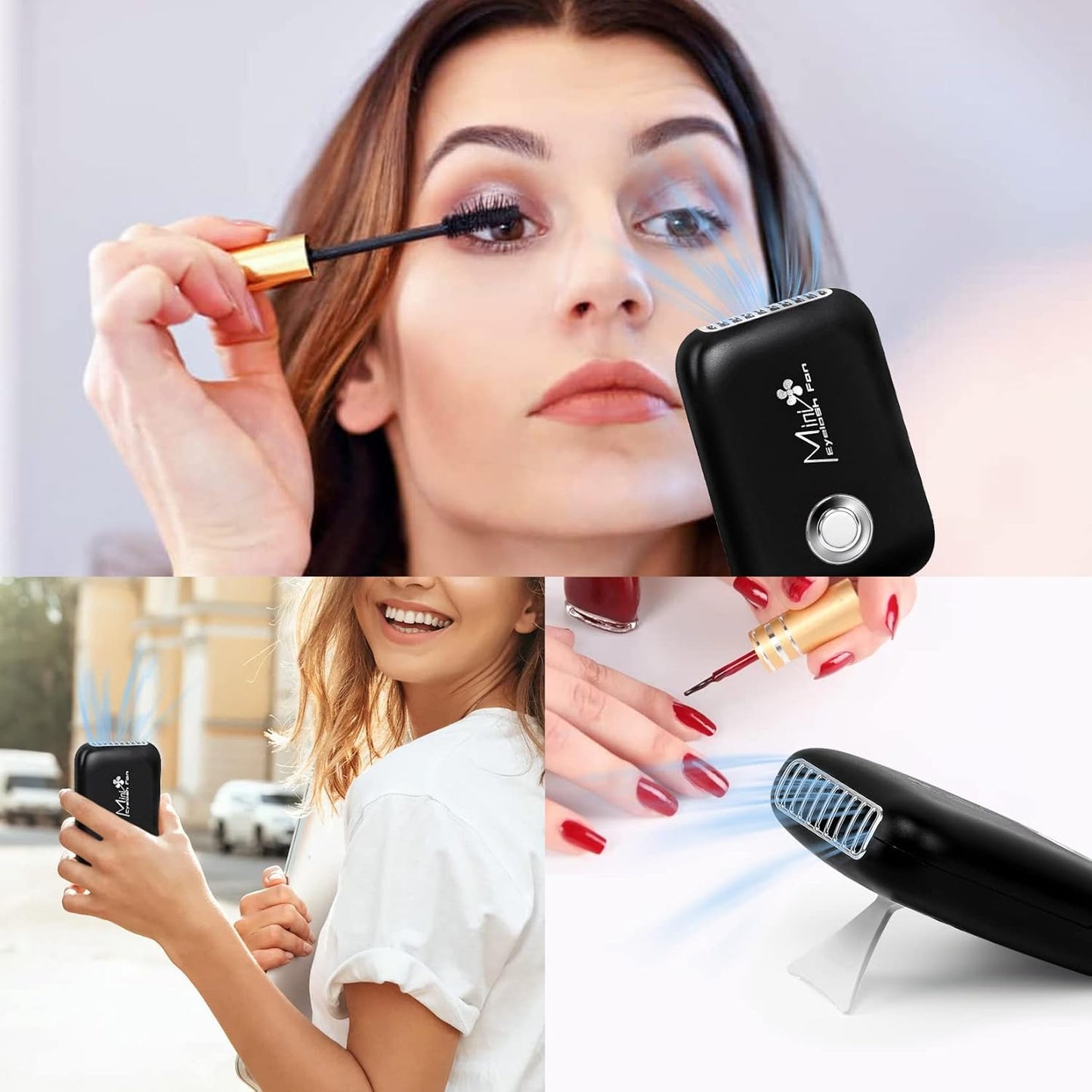 Eyelash Mini Lash Fan for Eyelash Extension Portable Lash Fan Dryer Handheld Rechargable USB Eyelashes Fans with 3 Adjustable Speed Cooling Air Fans Eyelashes Extension Application (Black)