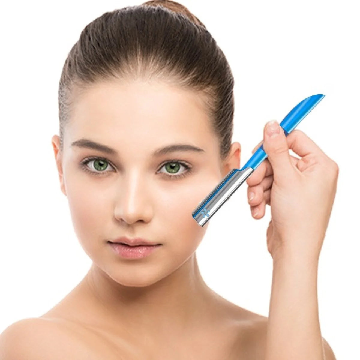 Beauty Womens Face Razor for Peach Fuzz Removal Facial Hair Shaver Dermaplaning Tool Women Travel Trimmer to Remove Fine Hair Blue Eyebrow Razors Remover Dermaplane Exfoliating Sensitive Skin
