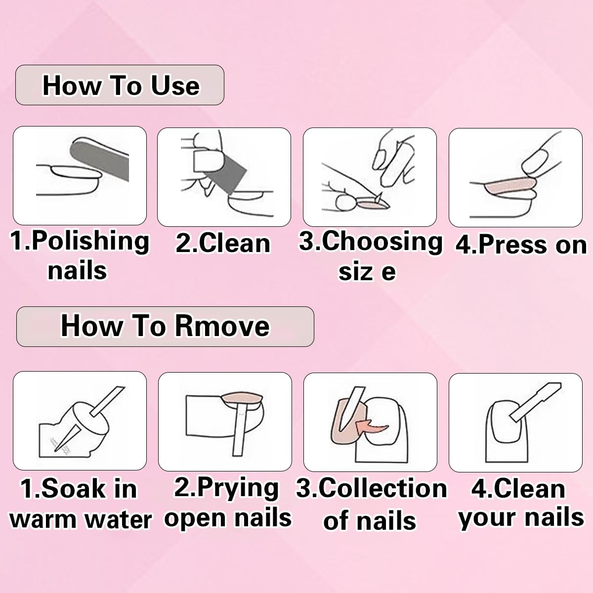 French Tip Press on Nails - Square Short Medium Black Pink Fake Nails for Women - Cute Fantasy Glue on Acrylic Gel Stick on False Nails for Wedding Birthday
