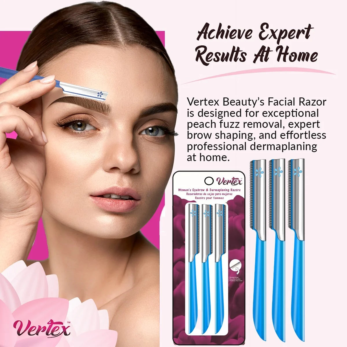 Beauty Womens Face Razor for Peach Fuzz Removal Facial Hair Shaver Dermaplaning Tool Women Travel Trimmer to Remove Fine Hair Blue Eyebrow Razors Remover Dermaplane Exfoliating Sensitive Skin