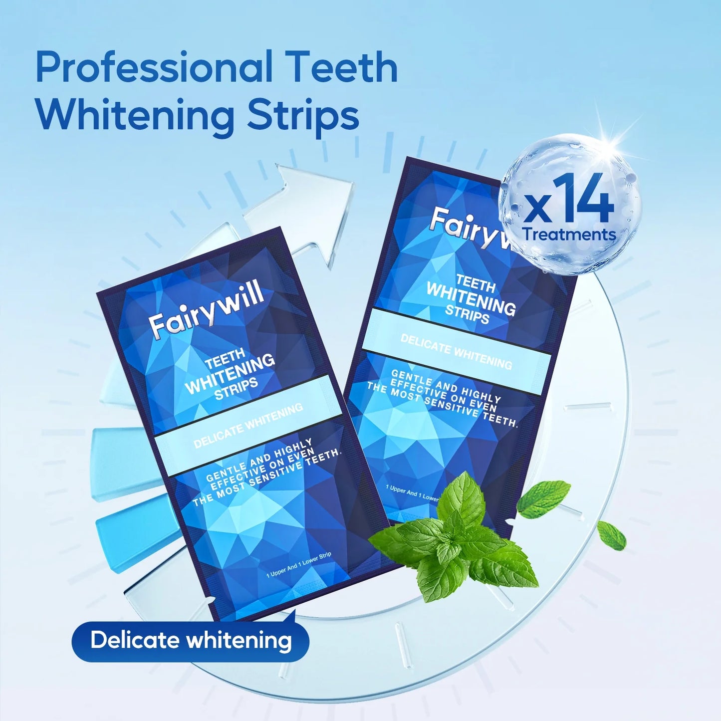 Teeth Whitening Strip Kits, 16Min Rapid White Rechargeable Teeth Whitener Case,24Pcs LED Blue Light and 28 White Strips for Sensitive Teeth