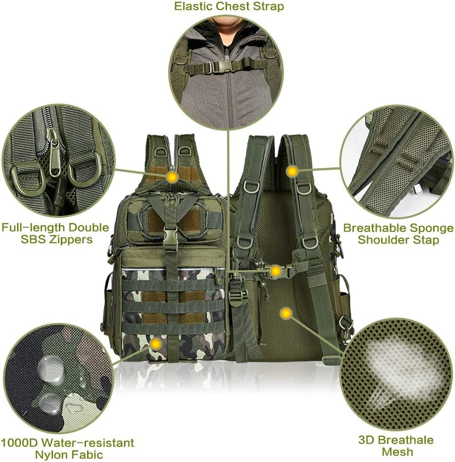 Outdoor Tackle Bag - Large Water-Resistant Fishing Backpack